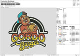 Gordo Burger Embroidery Fle 6 sizes