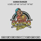 Gordo Burger Embroidery Fle 6 sizes