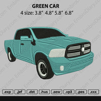 Green Car Embroidery