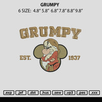 Grumpy Embroidery File 6 sizes