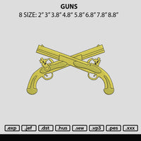 Guns Embroidery File 6 sizes