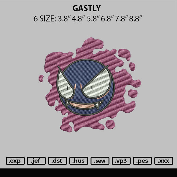 Gastly Embroidery File 6 sizes