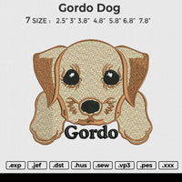 Gordo dog Embroidery File 7 size