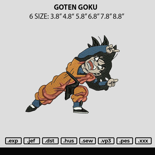 Goten Goku Embroidery File 6 sizes