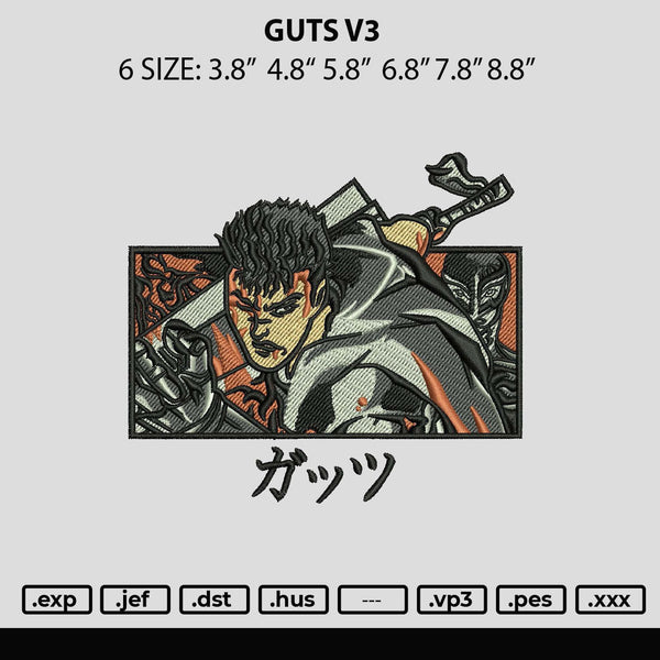 Guts V3 Embroidery File 6 sizes