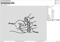 Hand Family Embroidery File 6 sizes