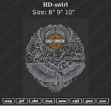Harley Davidson Swirl Embroidery