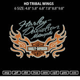 Hd Tribal Wings Embroidery File 6 sizes