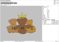 Hmi Teddy Embroidery File 6 sizes
