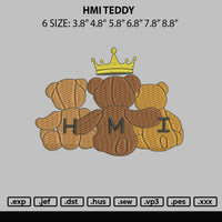 Hmi Teddy Embroidery File 6 sizes