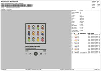 Player Song 01 Embroidery File 6 sizes