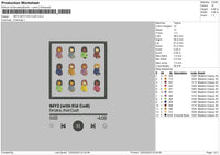Player Song 01 Embroidery File 6 sizes