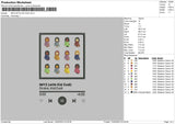 Player Song 01 Embroidery File 6 sizes