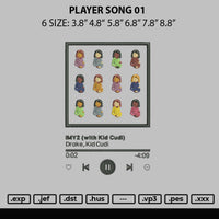 Player Song 01 Embroidery File 6 sizes