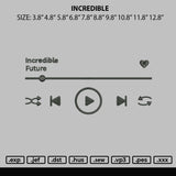 Incredibel F Embroidery File 6 sizes