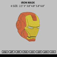 Iron Mask Embroidery File 6 sizes