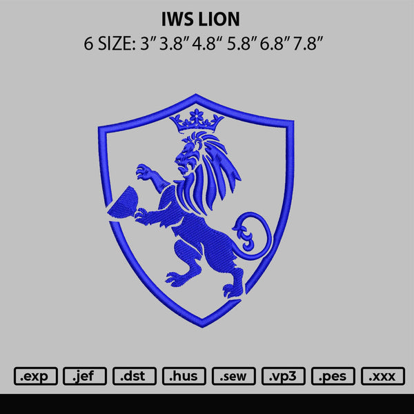 Iws Lion Embroidery File 6 sizes