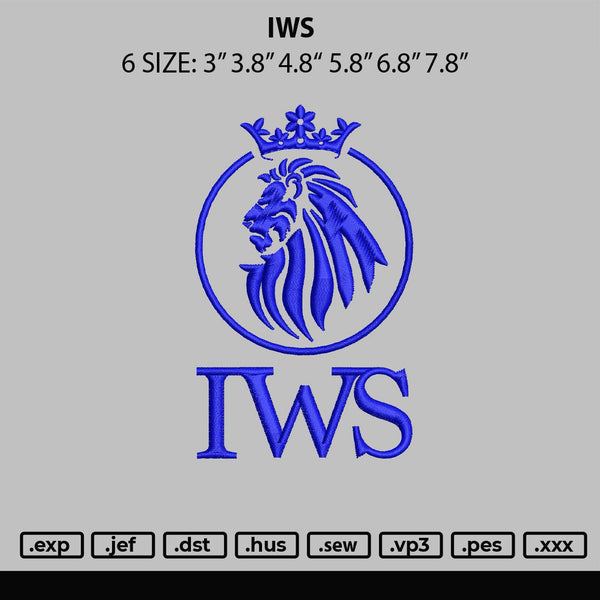 Iws Embroidery File 6 sizes