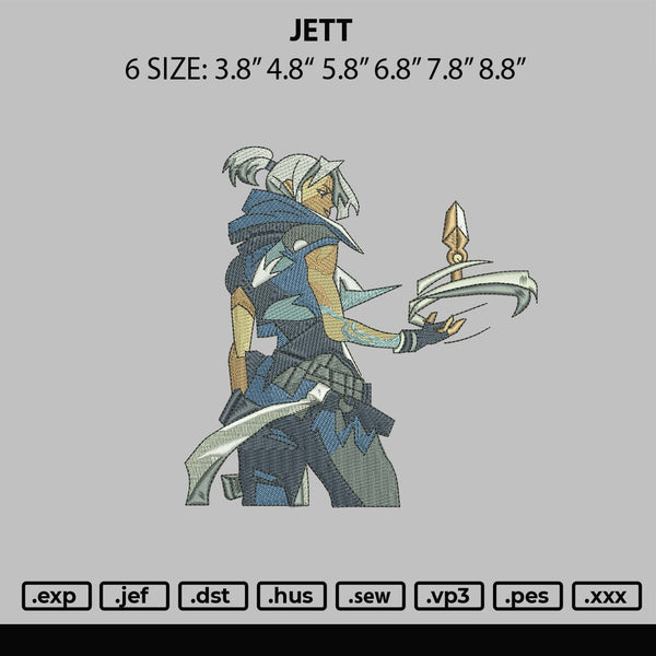 Jett Embroidery File 6 sizes