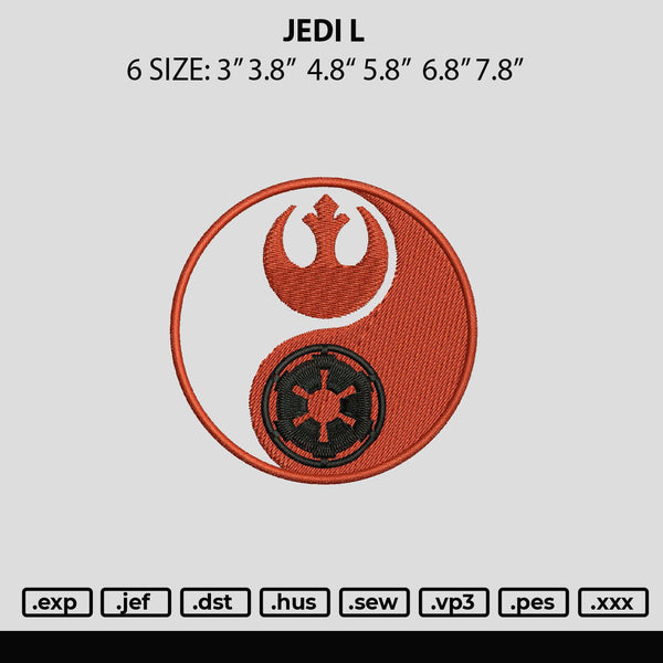 Jedi L Embroidery File 6 sizes