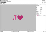 J Heart Embroidery File 6 sizes