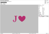 J Heart Embroidery File 6 sizes