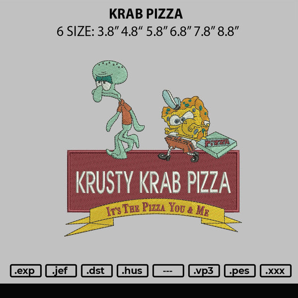 Krab Pizza Embroidery File 6 sizes