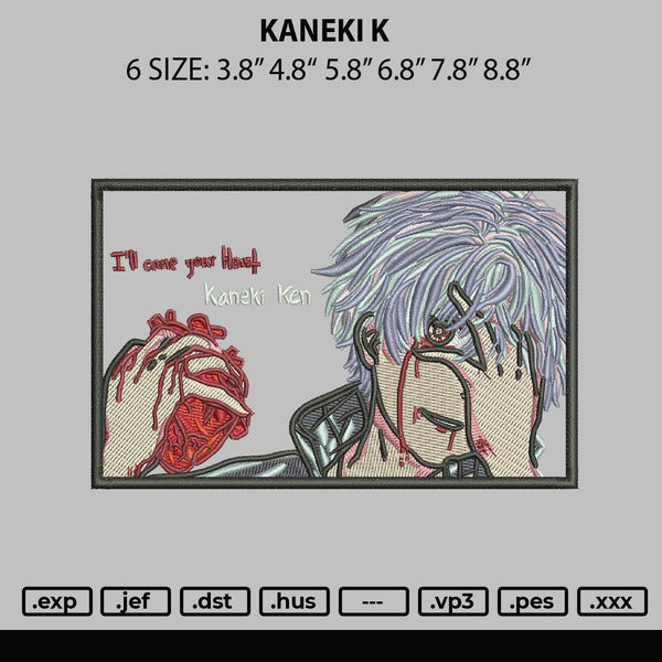 Kaneki K Embroidery file 6 sizes