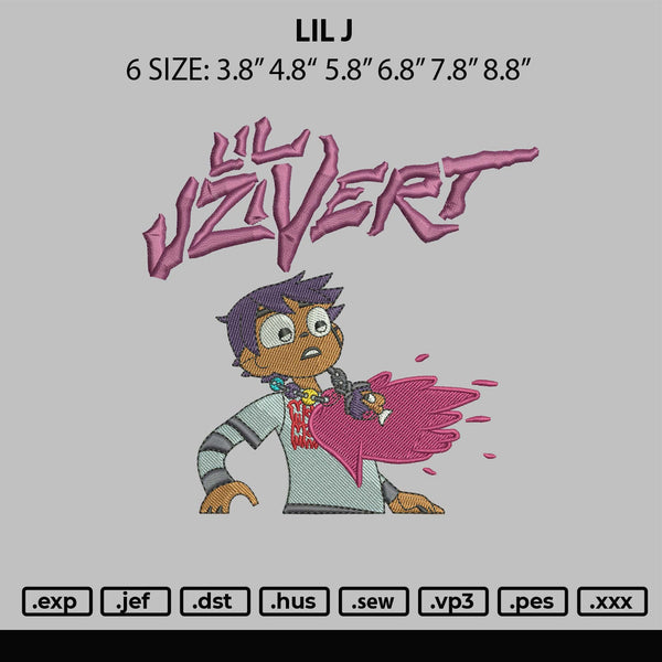 Lil J Embroidery File 6 sizes