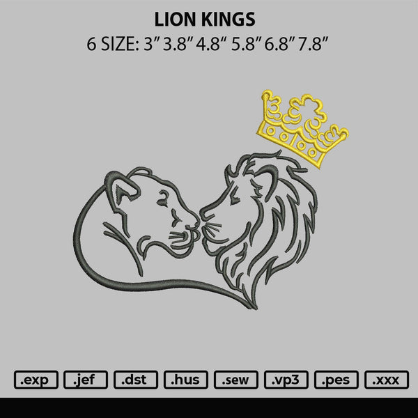 Lion K Embroidery File 6 sizes