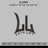 Ll Logo Embroidery File 6 sizes