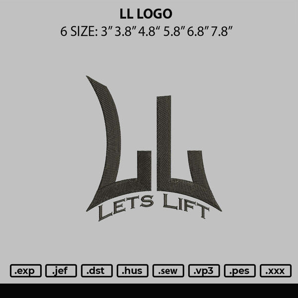 Ll Logo Embroidery File 6 sizes