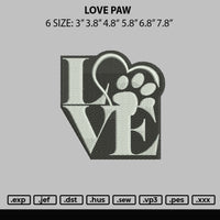 Love Paw Embroidery File 6 sizes