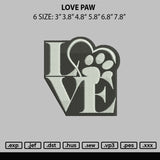 Love Paw Embroidery File 6 sizes