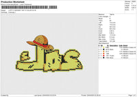 LUFFY D MONKEY HAT 5 COLOR Embroidery