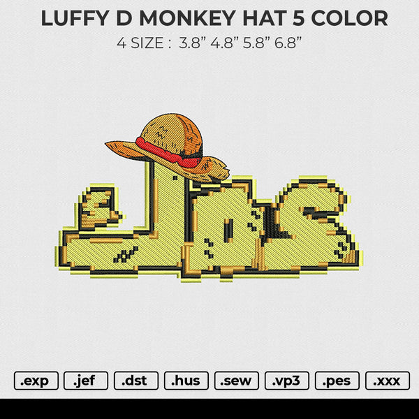 LUFFY D MONKEY HAT 5 COLOR Embroidery