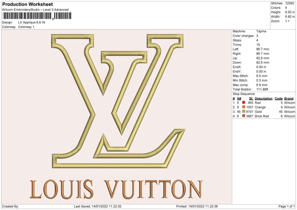 Louis Vuitton logo embroidery design