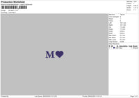 M Heart Embroidery File 6 sizes