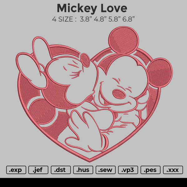 Mickey Love Embroidery