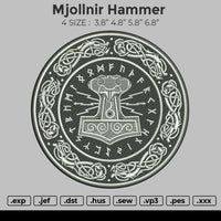 Mjollnir Hammer Embroidery