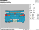 blue car back embroidery