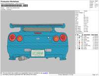 blue car back embroidery