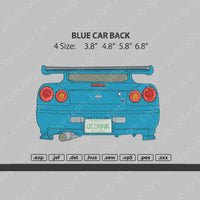 blue car back embroidery