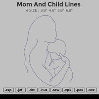 Mom And Child Lines Embroidery