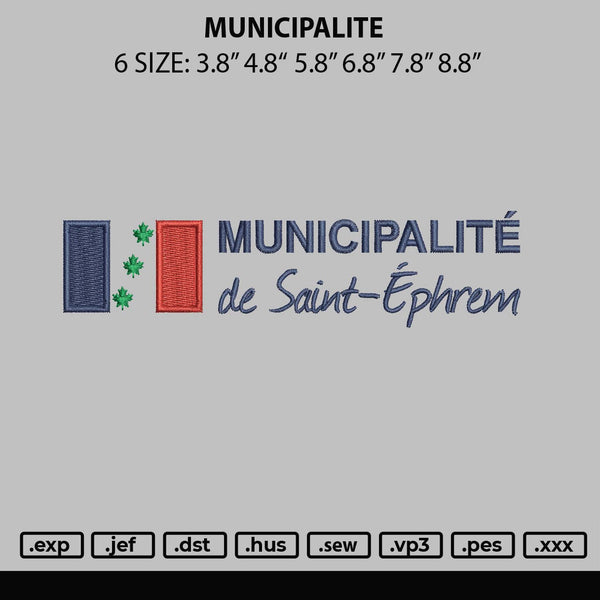 Municipalite Embroidery File 6 sizes