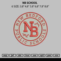 Nb School Embroidery File 6 sizes