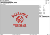 Nebraska Volley Embroidery File 6 sizes