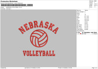 Nebraska Volley Embroidery File 6 sizes