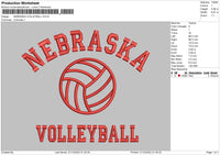 Nebraska Volley Embroidery File 6 sizes