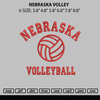 Nebraska Volley Embroidery File 6 sizes